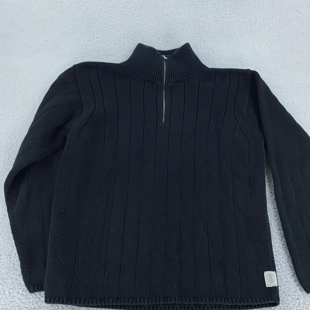 Polo Jeans Co Ralph Lauren Sweater Mens XL Black Half Zip Pullover Cotton Ribbed